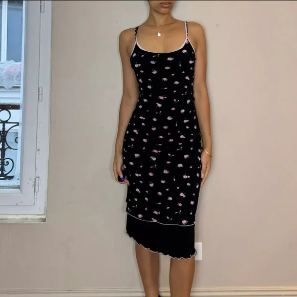 Vintage Italian Y2K Ditsy midi dress Coquette - Picture 5 of 8